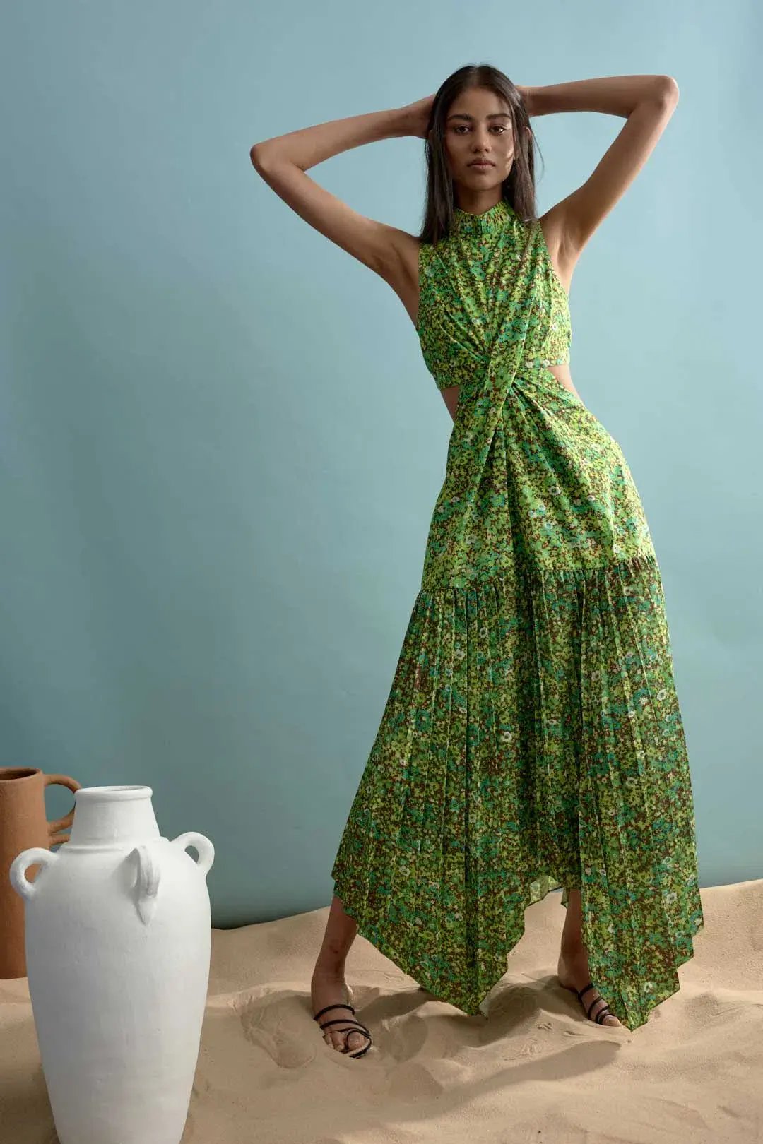 Alemais Phyllis Twist Front Pleat Dress Print Size 12 photo 6