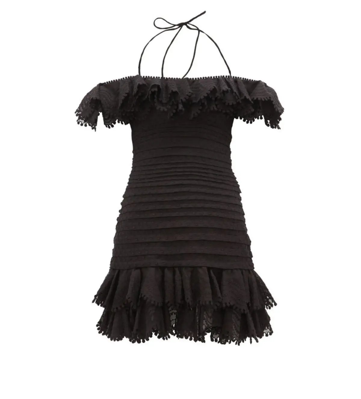 Zimmerman Super Eight Ruffled Pintucked Mini Dress Black Size 0 AU 8 photo 4