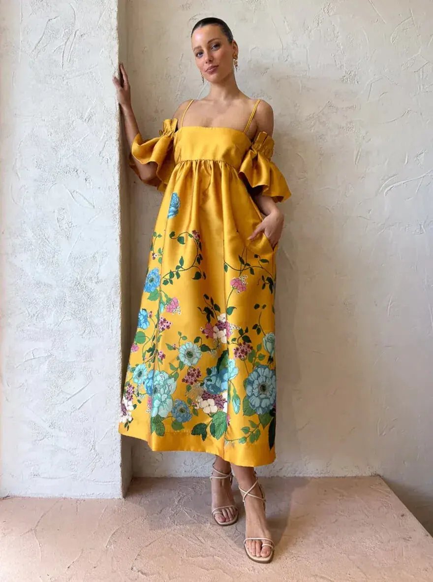 Alemais Dana Midi Dress Marigold Size 10 photo 3