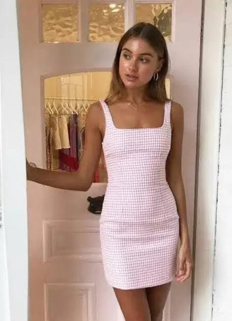Bec & Bridge Check You Later Mini Dress Pink Size 10 photo 4