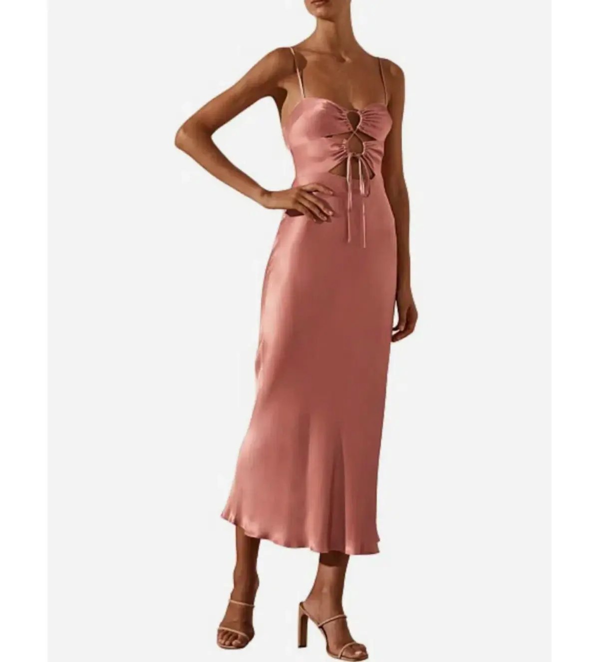 Shona Joy Eloise Lace up Midi Dress Antique Rose Size 6 photo 2