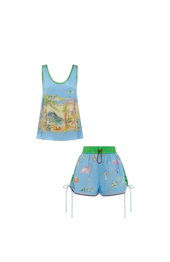 Alemais Anouk Tank and Short Set Blue Size 8 photo 3