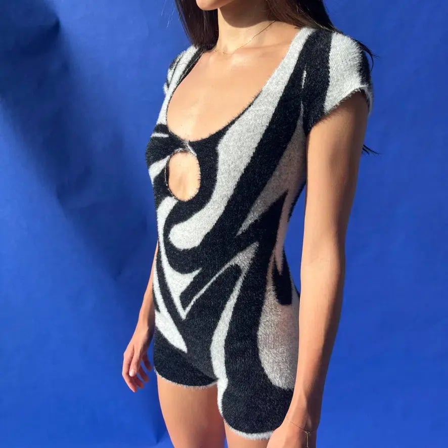 Jaded London 805 Playsuit Black & White Size 6 photo 2