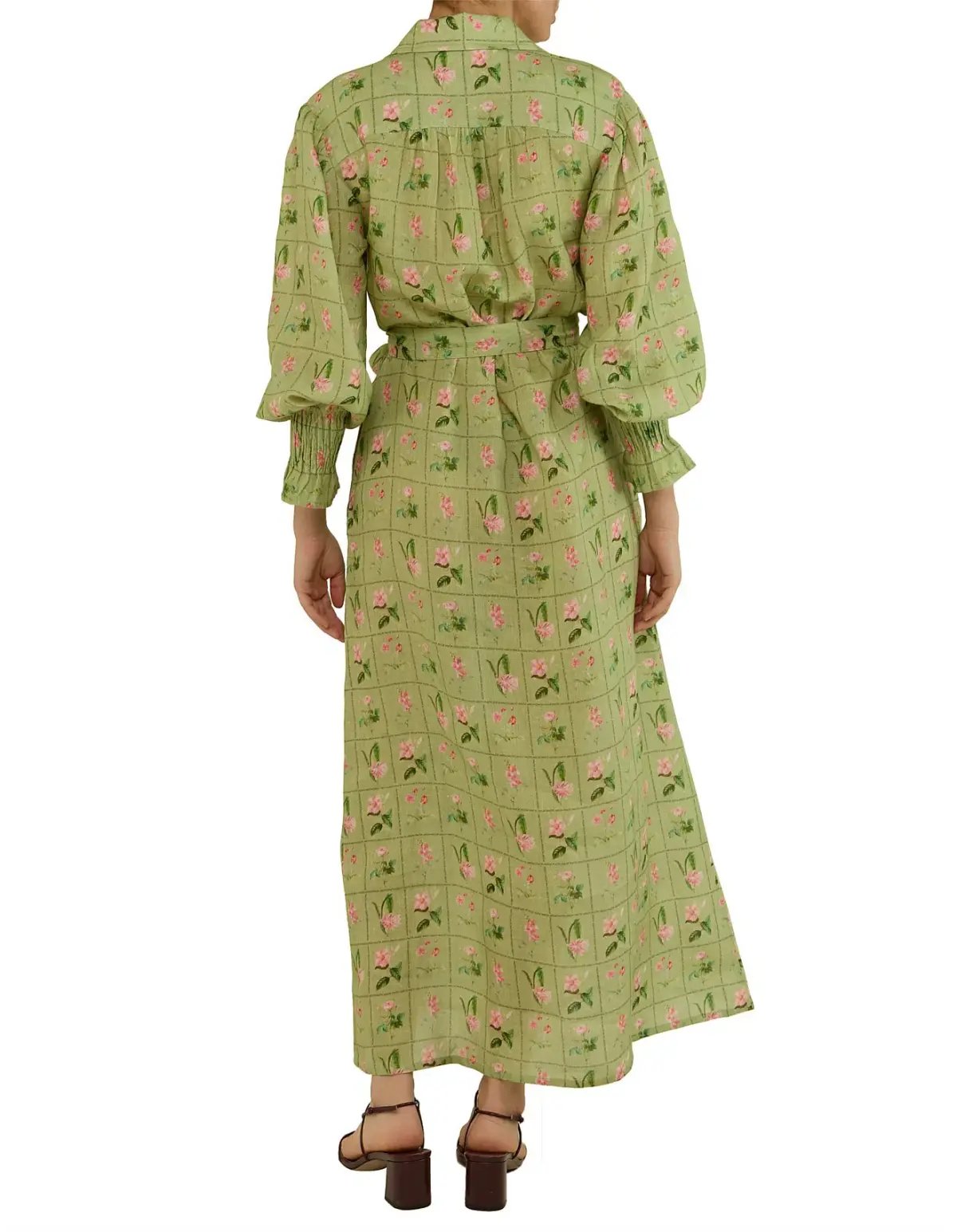 Palm Noosa Marigold Midi Dress Green Floral Tile Size 10 photo 3