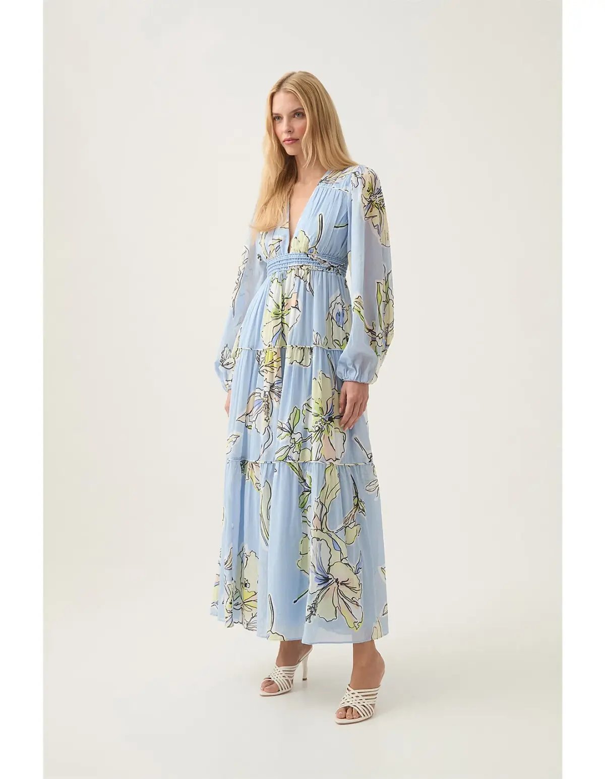 Aje Romantica Voile Maxi Dress Blue Hibiscus Size S / AU 8 photo 5