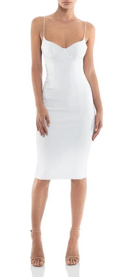 Misha Yoko Bandage Dress in Ivory White Size 6 photo 2