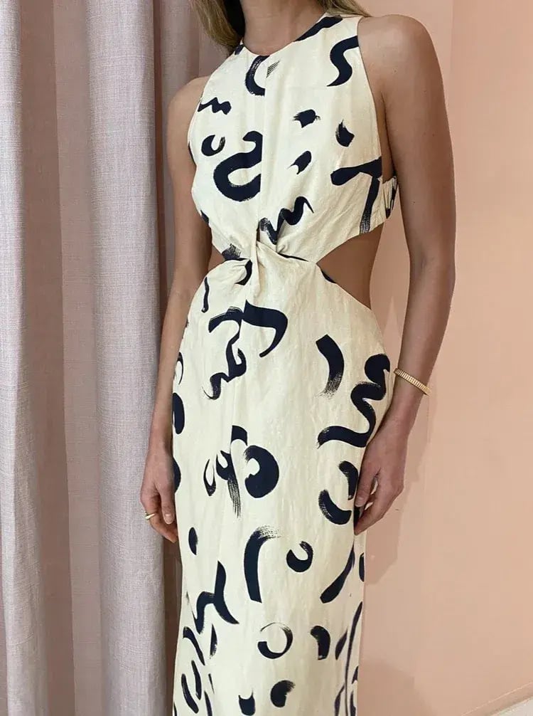 Alemais Brush Stroke Twist Dress in Clay Size AU 8 photo 2