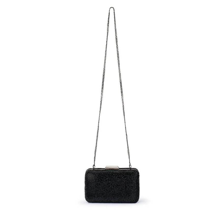 Olga Berg Ronny Crystal Mesh Clutch - Black photo 2