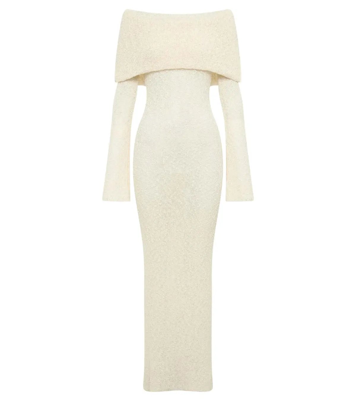 Meshki Marisol Off Shoulder Boucle Maxi Dress Cream Size XL / Aus 14 photo 4