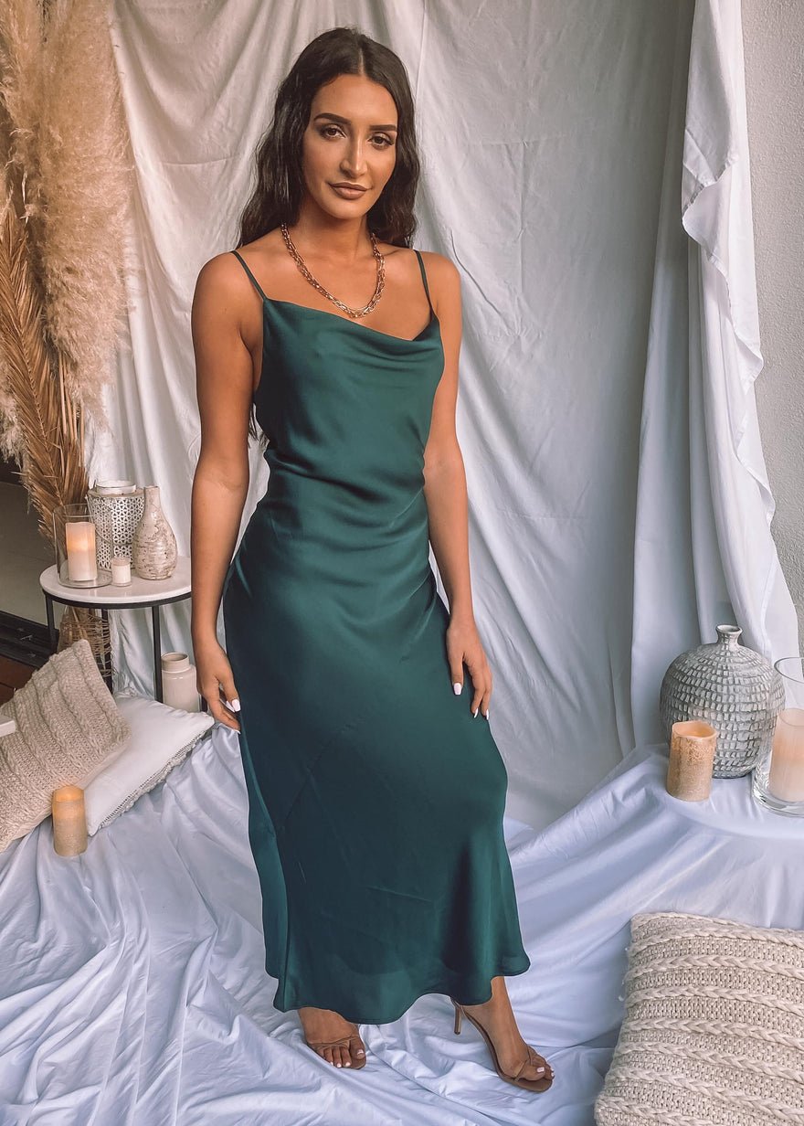 Shona Joy Luxe Bias Cowl Slip Dress (Emerald) photo 3