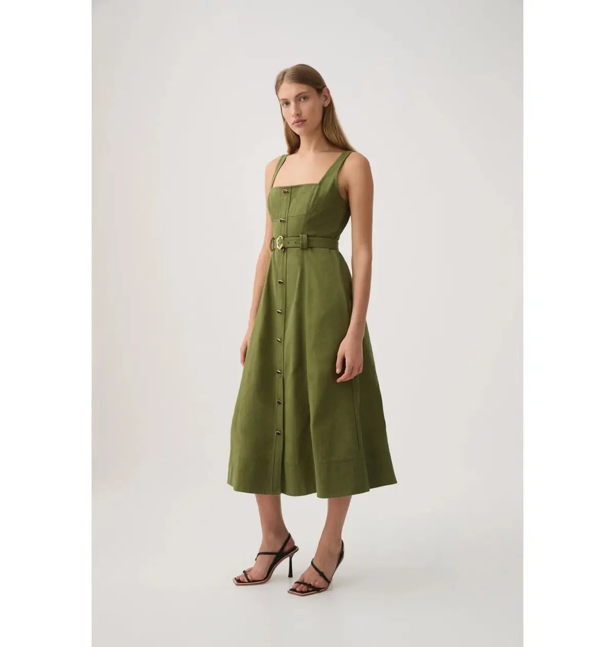 Aje Axle Utility Midi Dress in Palm Green Size AU 8 photo 2