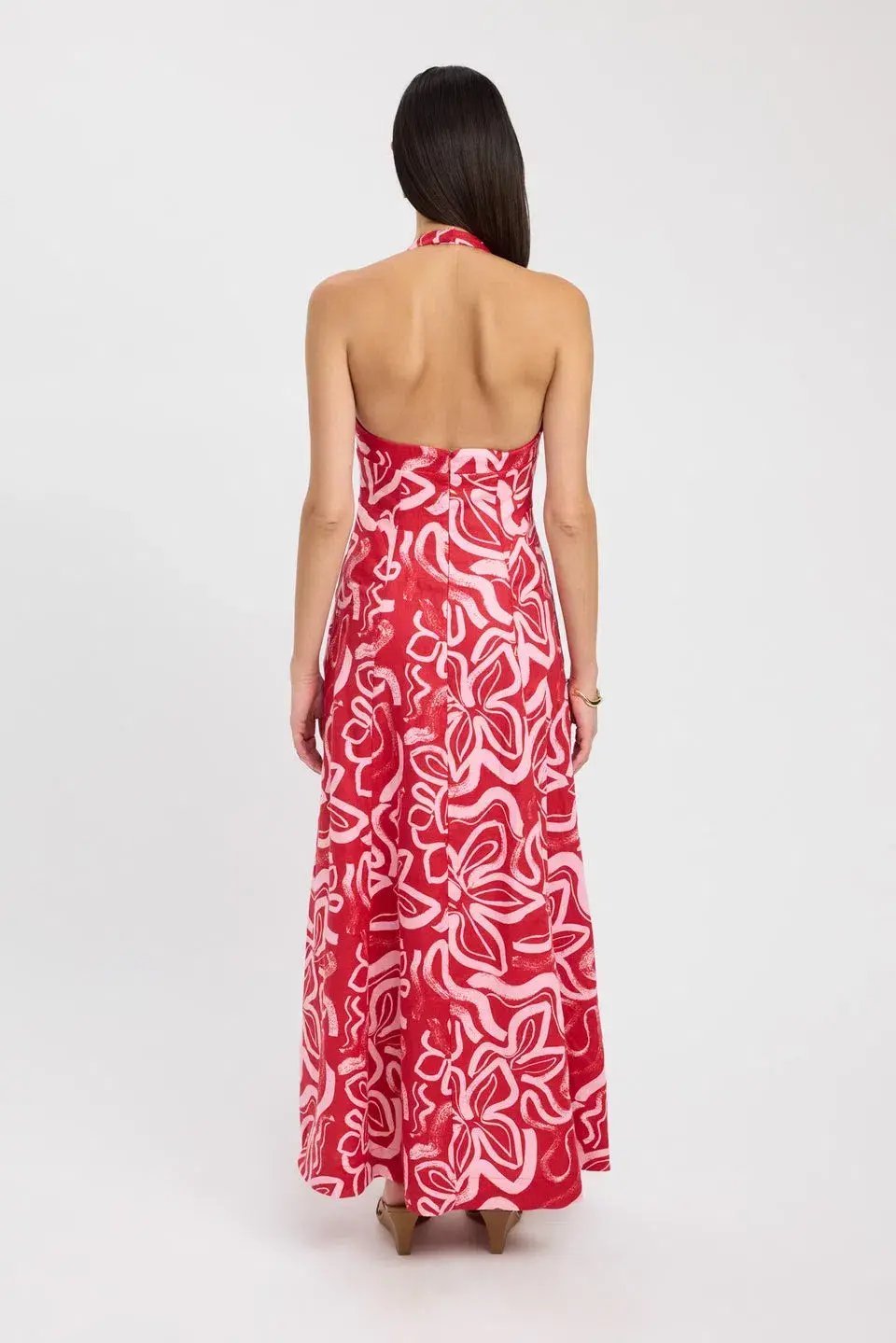 Kookai Soley Halter Maxi Dress Print Size 8 photo 3