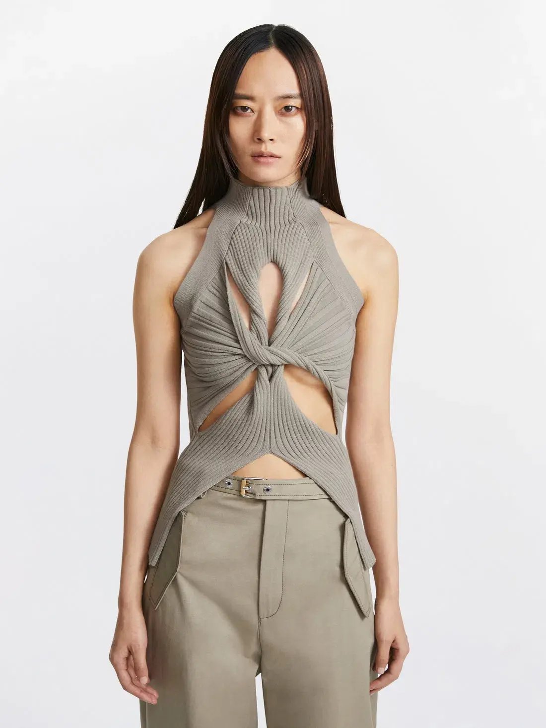 Dion Lee Muscular Twist Tank in Stone Size 8 / S photo 2