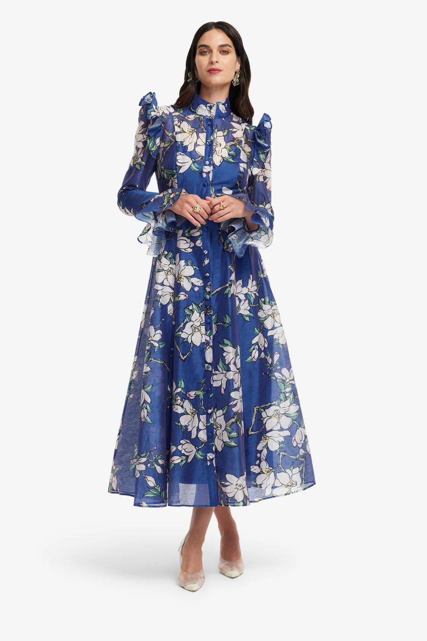 Leo Lin Katrina Butterfly Sleeve Midi Dress - Midnight Magnolia Print photo 2