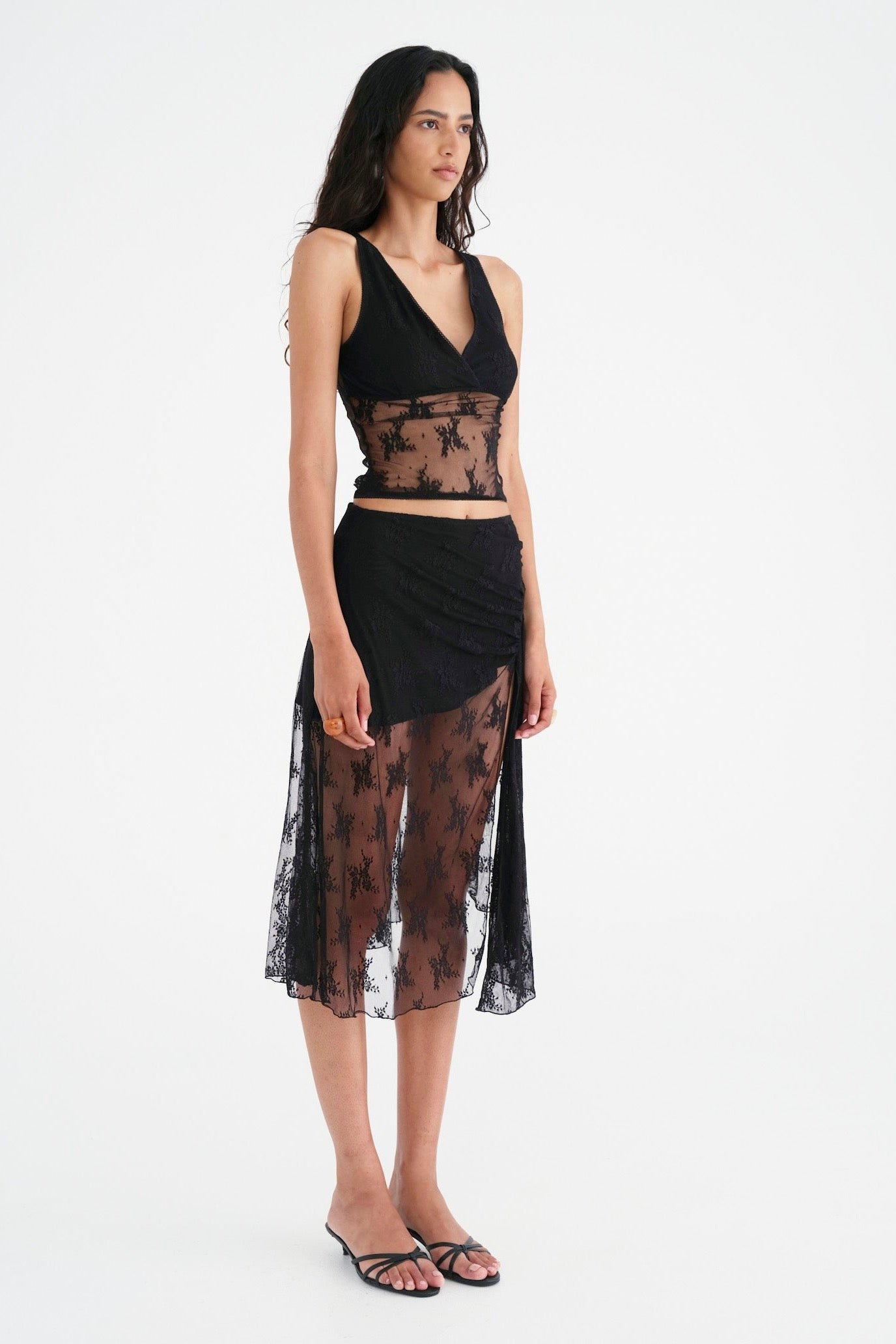 BENNI MARGOT LACE TANK TOP - BLACK photo 4