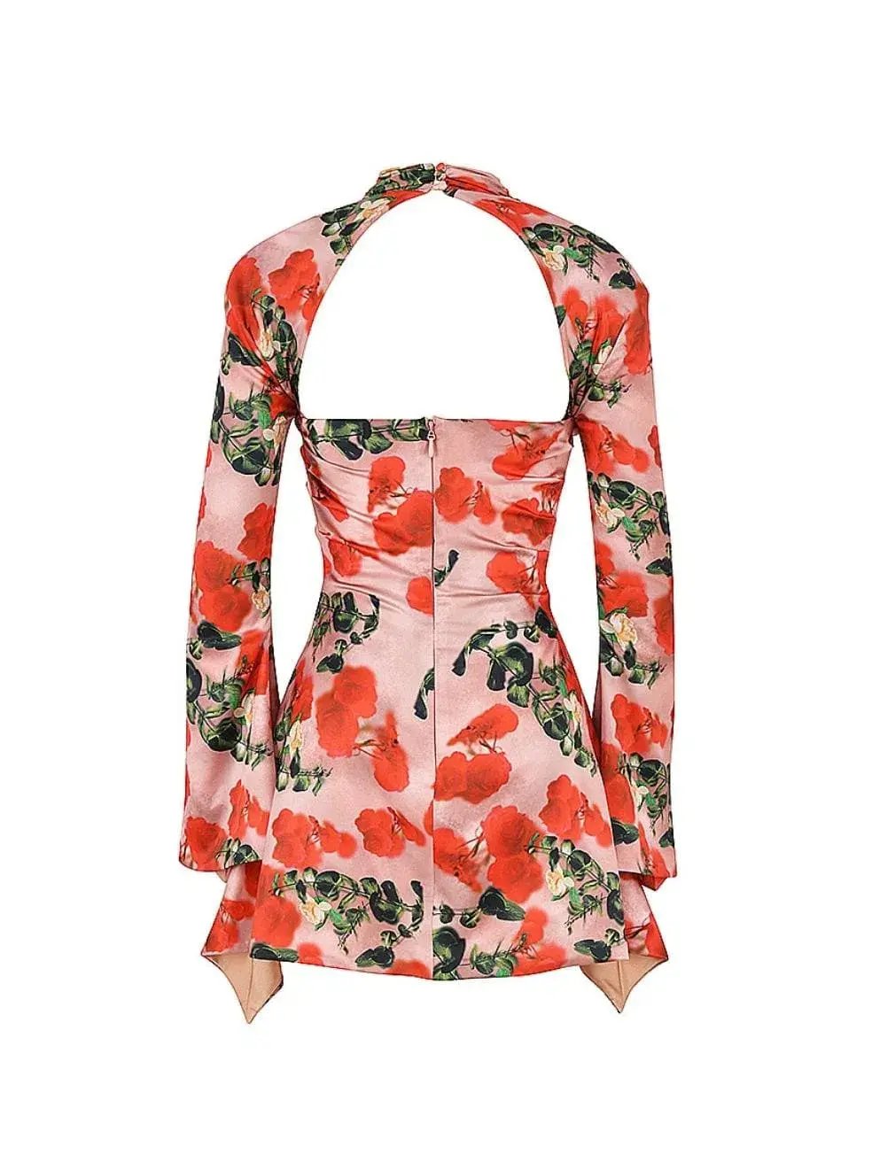 House of CB Toira Draped Corset Mini Dress Rose Print Size 4 photo 9