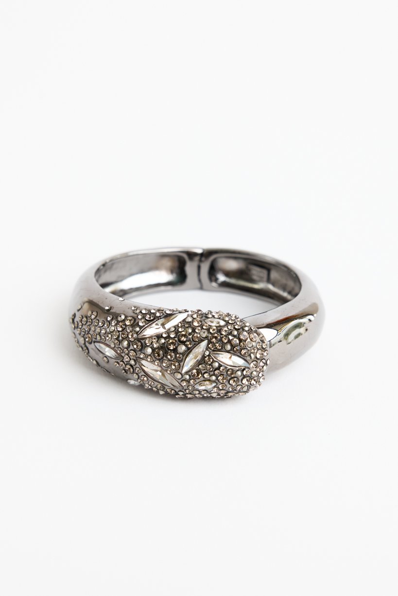 Alexis Bittar Crystal Embellished Hinged Bangle Silver photo 2