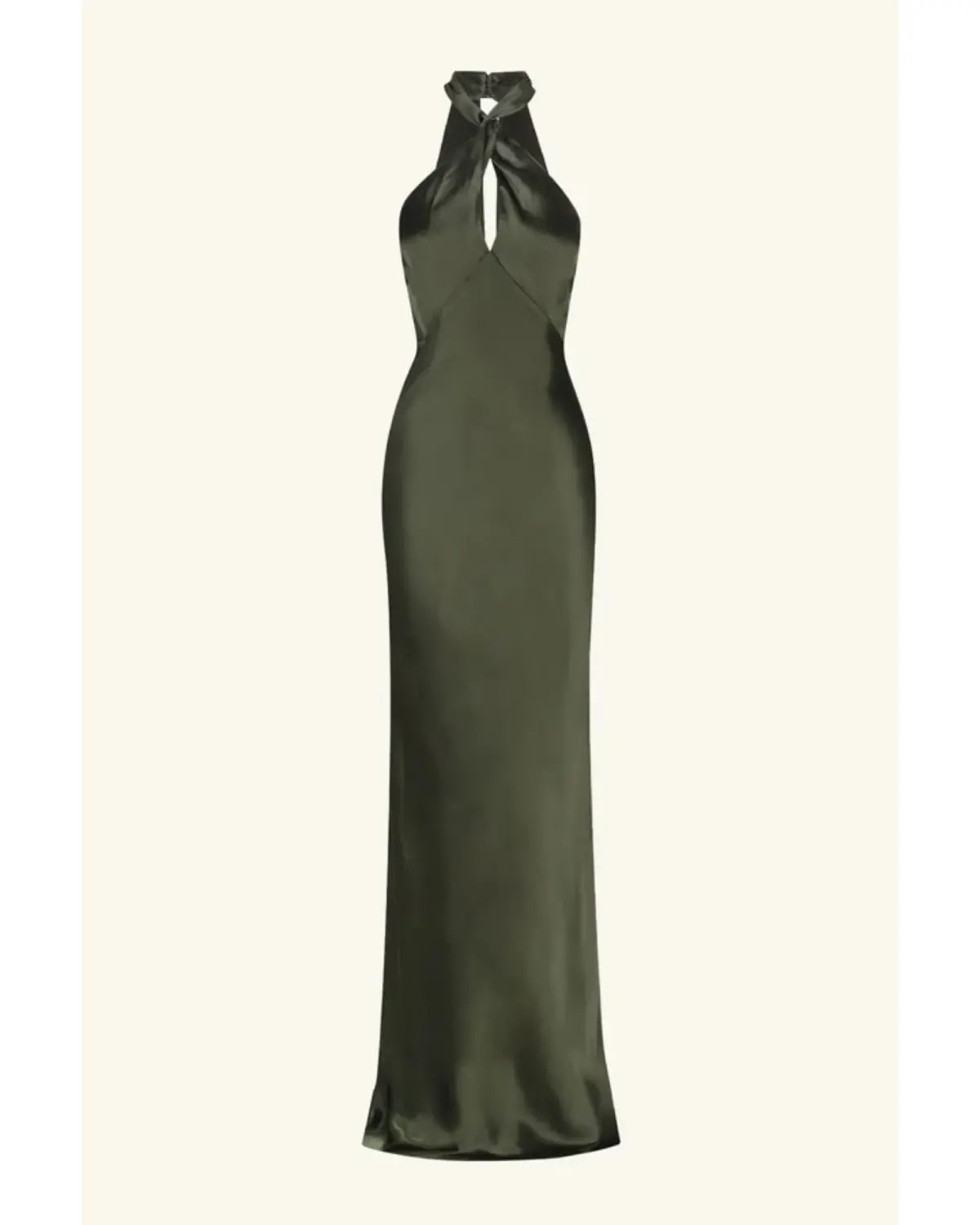 Shona Joy La Lune High Neck Twist Maxi Dress Olive Size AU 10 photo 4