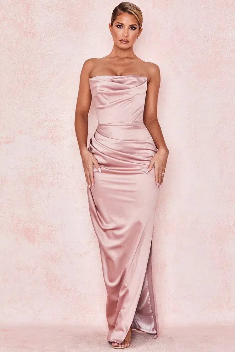 House of CB Adrienne Satin Strapless Gown Blush Size S / AU 8 photo 2