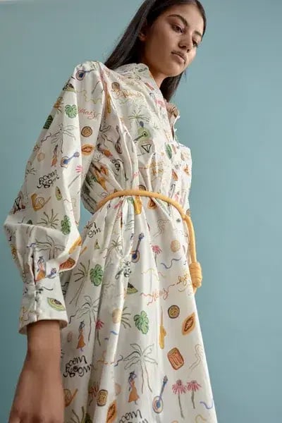 Alemais Sam Pauletto Golden Hand Midi Shirt Dress Print Size 10 photo 2