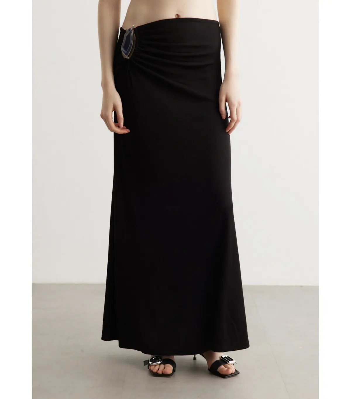 Christopher Esber Moodstone Ruched Crop T-Shirt and Maxi Skirt Black Size AU 8 photo 7