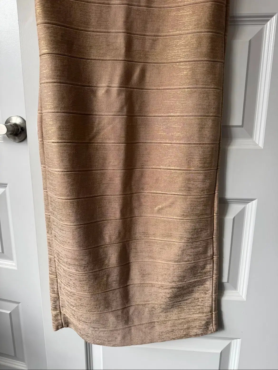 Herve Leger Sweetheart Banded Foil Gown Gold in Size XS/ AU 6 photo 3