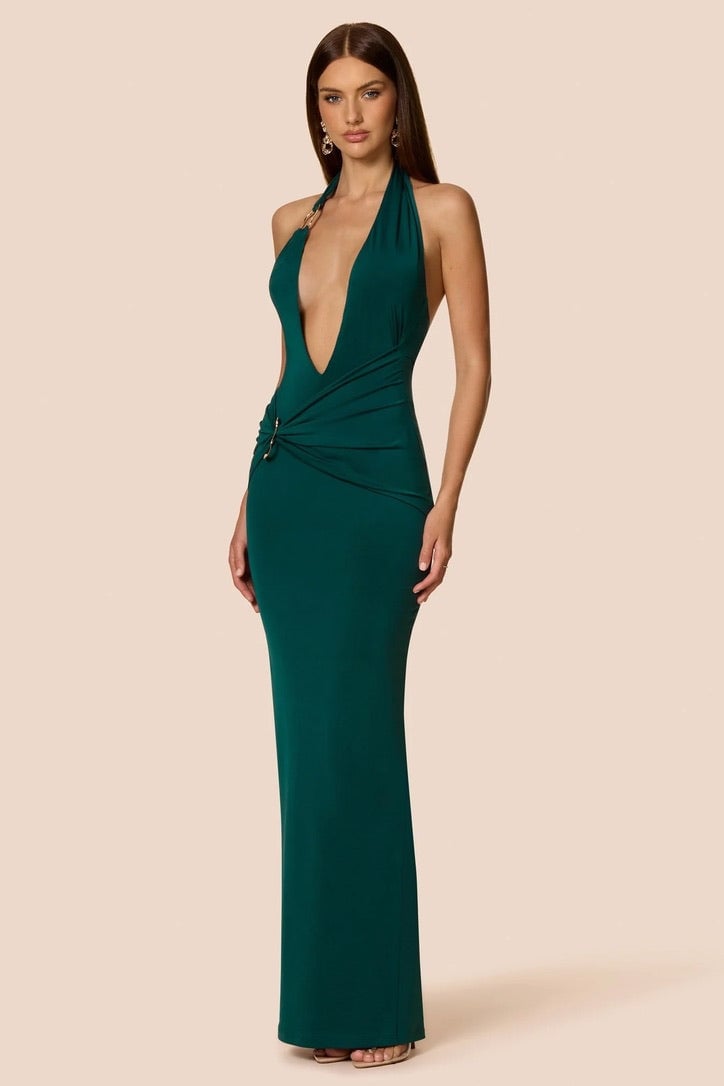 Nookie Leonie Halter Maxi Dress - Dark Teal photo 2