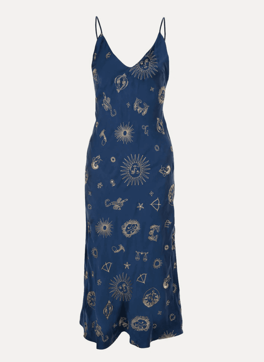 Realisation Par The 1996 Zodiac  Silk Slip Dress Blue Size 6 photo 3