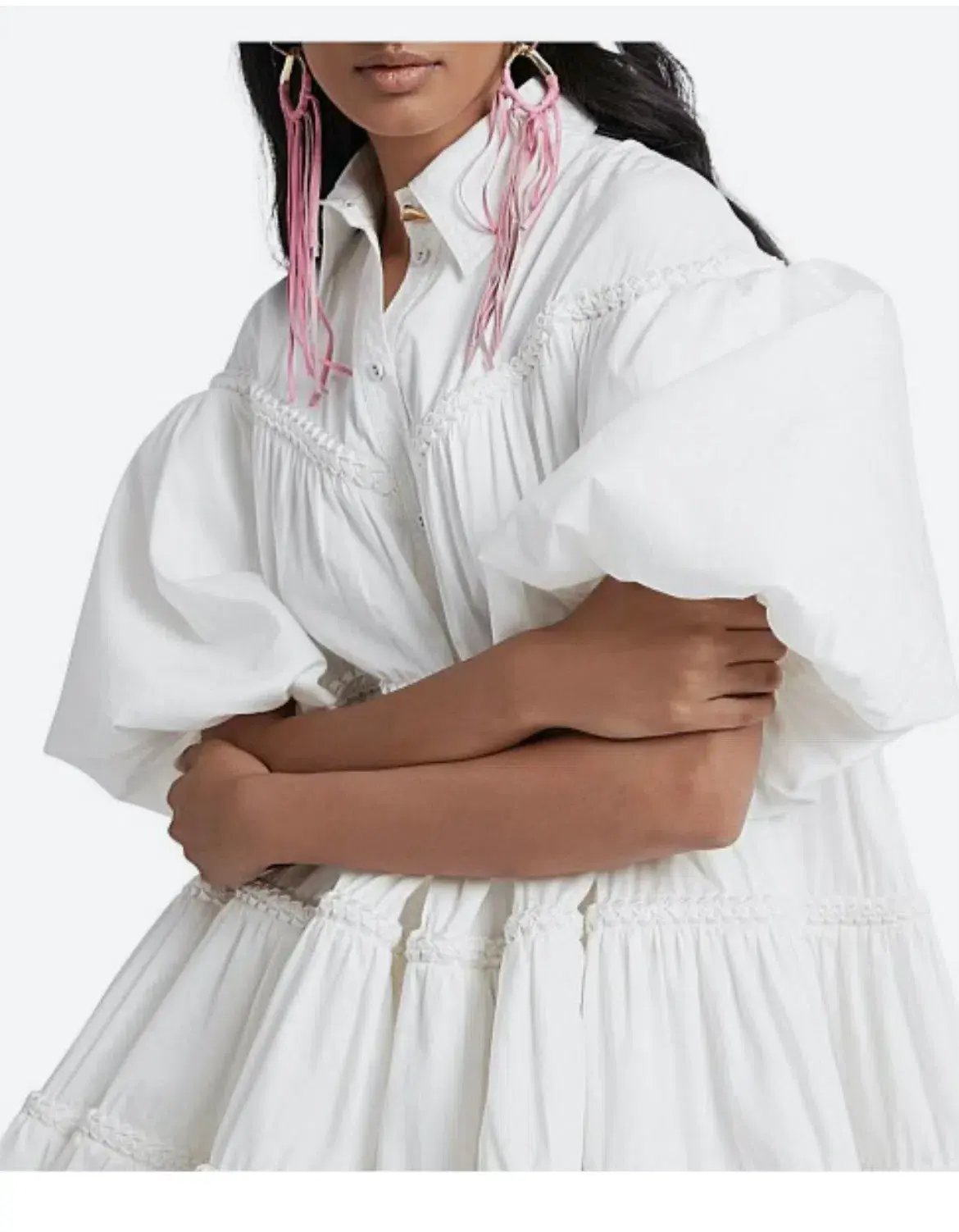 Aje Casabianca Puff Sleeve Shirt Smock Dress White Size 4 photo 4