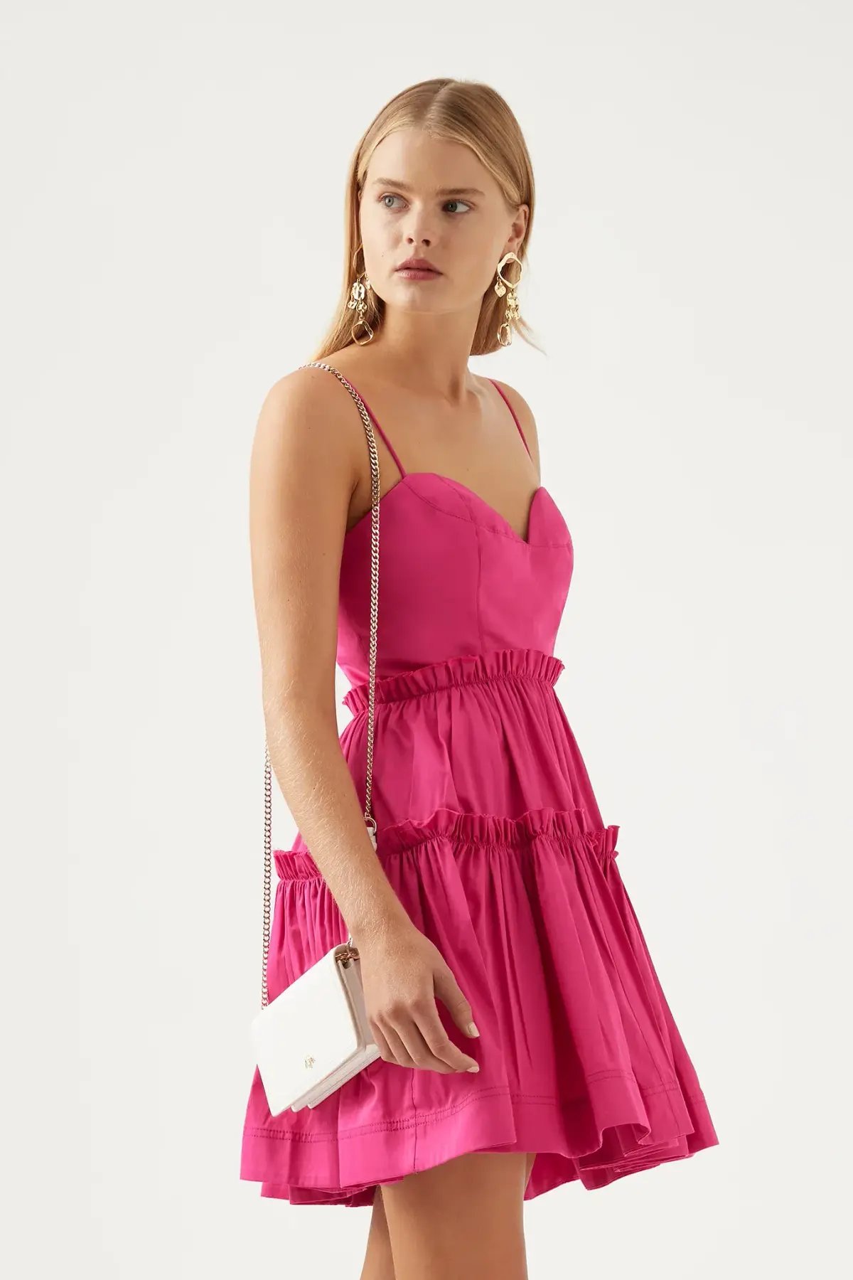 Aje Maya Tiered Mini Dress Pink Size 8 / S photo 2