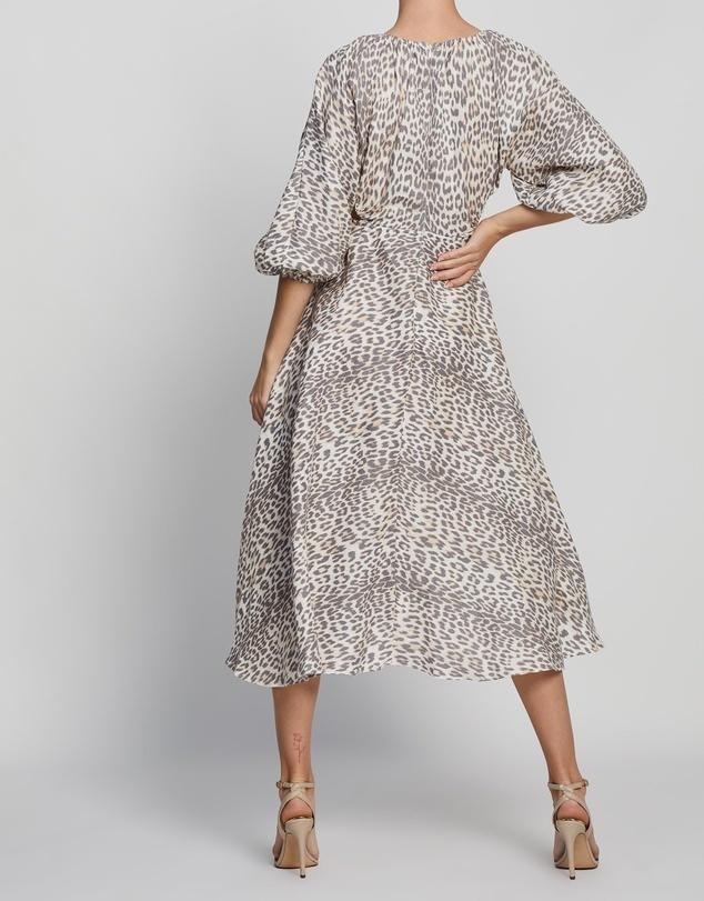 Bec & Bridge Ocelot Linen Midi Dress Print Size 8 photo 2