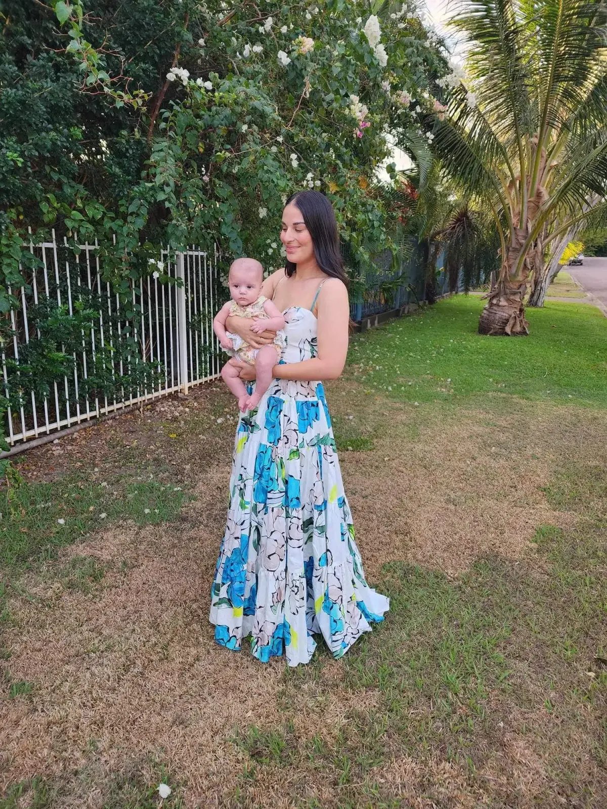 Aje Tiered Botanical Maxi Dress Cool Camellia Size 10 photo 3