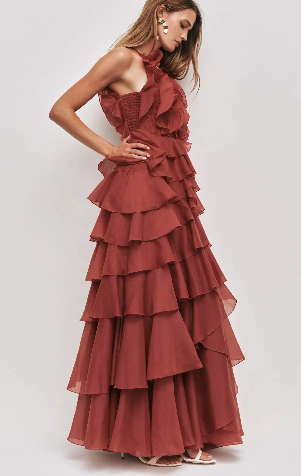 Aje Cleo Gown in Rust Sz 8 photo 5