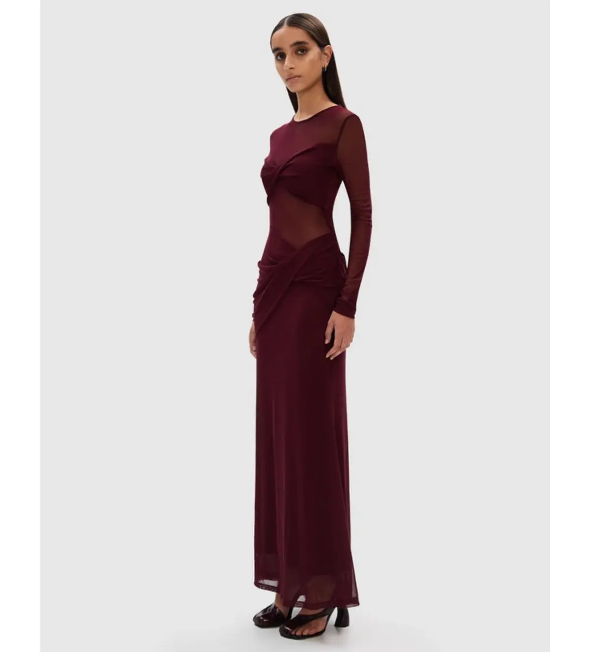 Misha Abelia Mesh Maxi Dress In Berry Size 10 photo 3