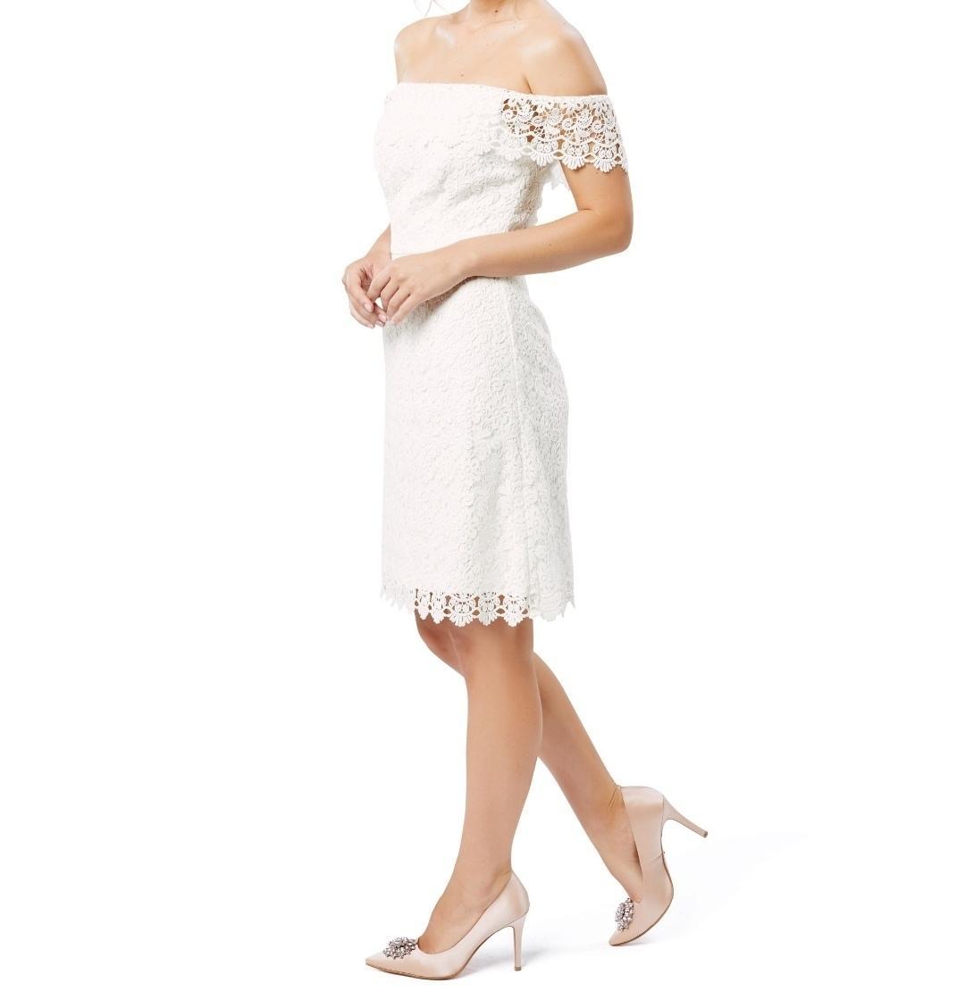 Review Off the Shoulder Lace Dress White Size 10 photo 2