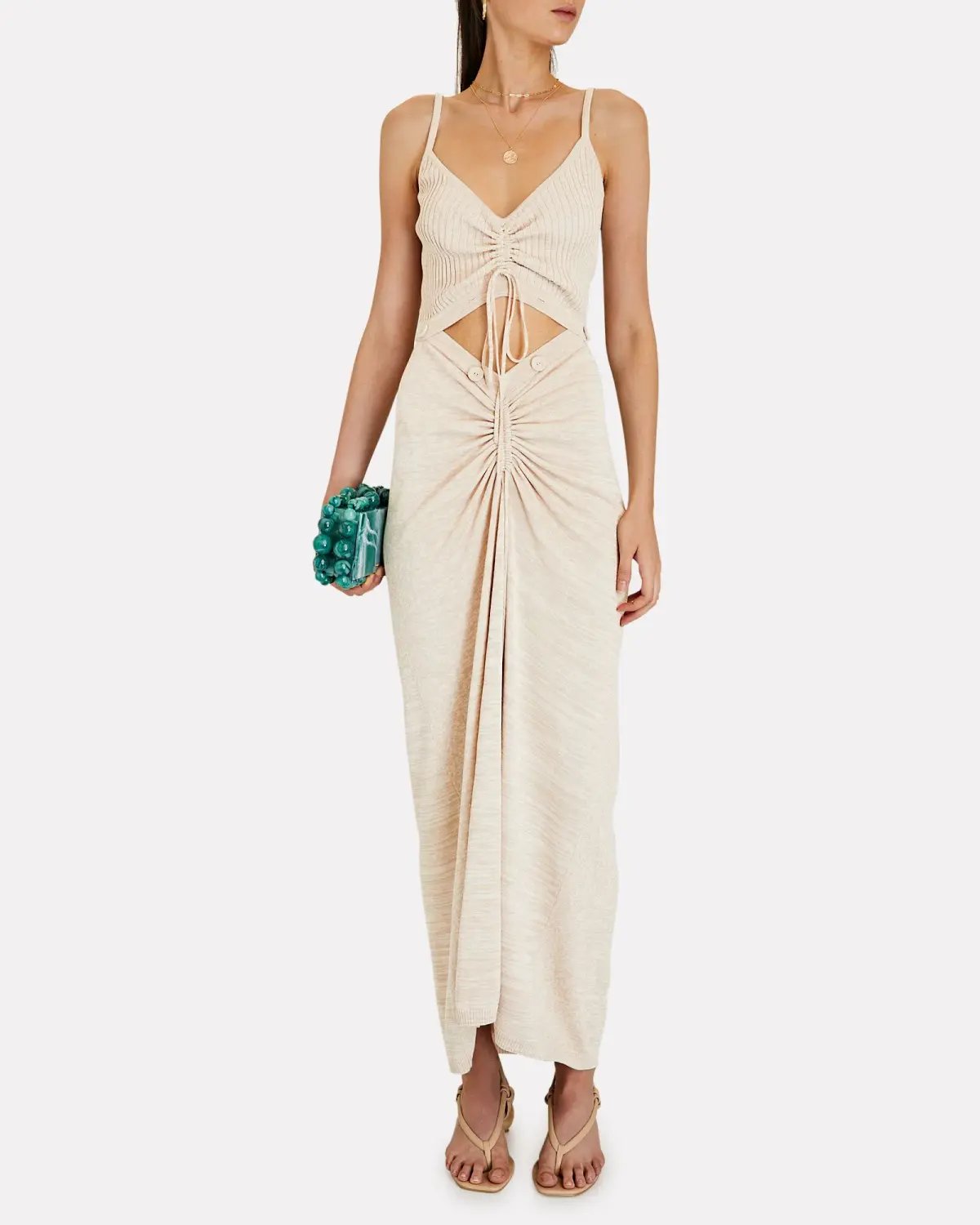 Christopher Esber Ruched Disconnect Cami Dress Beige Size 4 photo 6