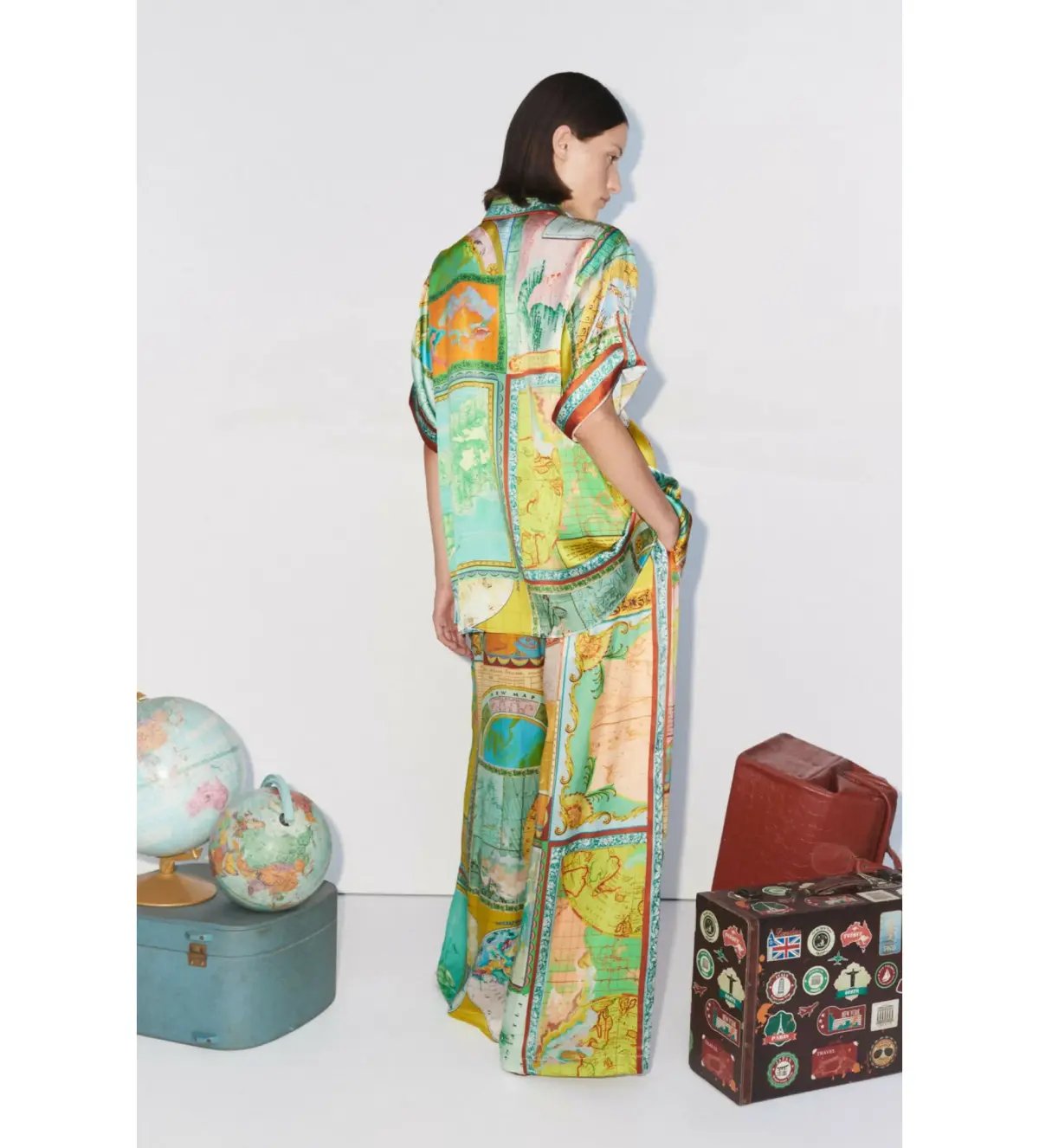 Alemais Atlas Silk Shirt and Pant Set Print  Size AU16 photo 2