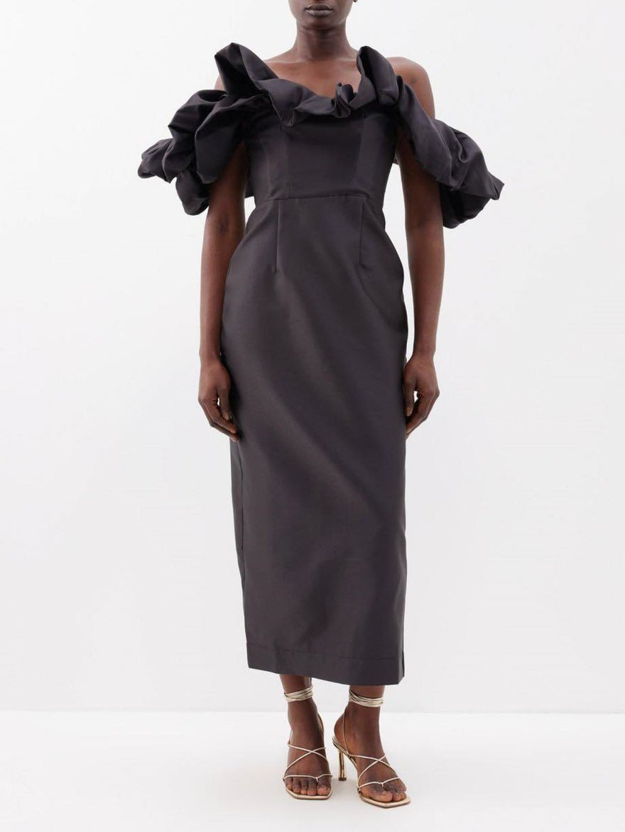 Alemais Suzi Off Shoulder Black Midi Dress photo 3