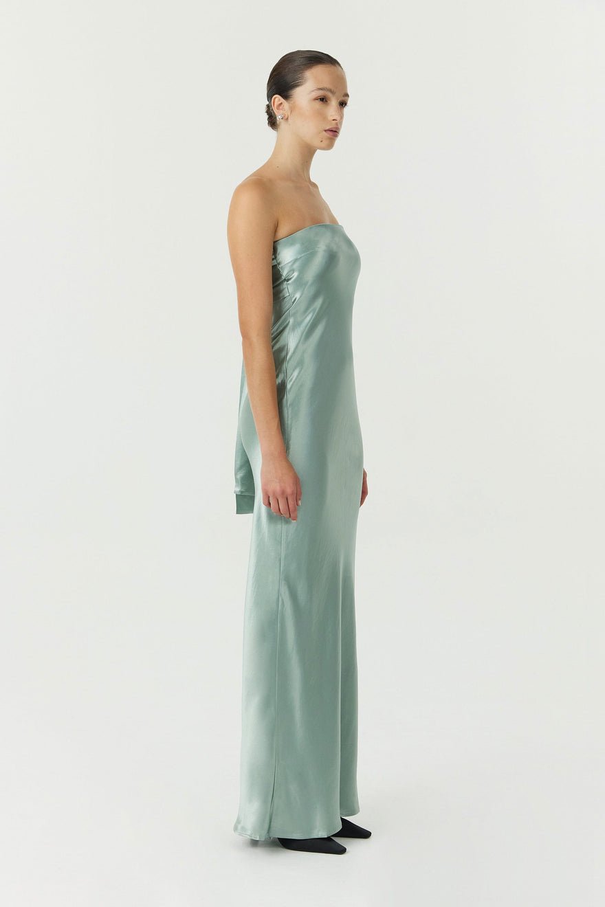 Third Form Satin Tie Back Strapless Maxi Dress - Wave photo 4