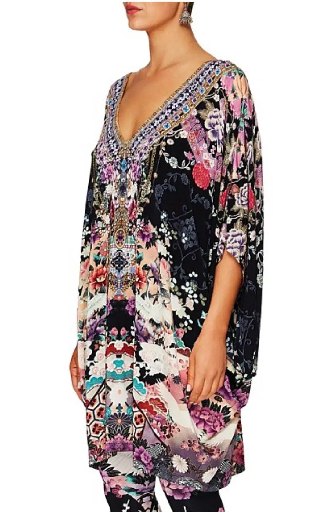 Camilla Bat Sleeve Dress Nights with Her Print One Size photo 4