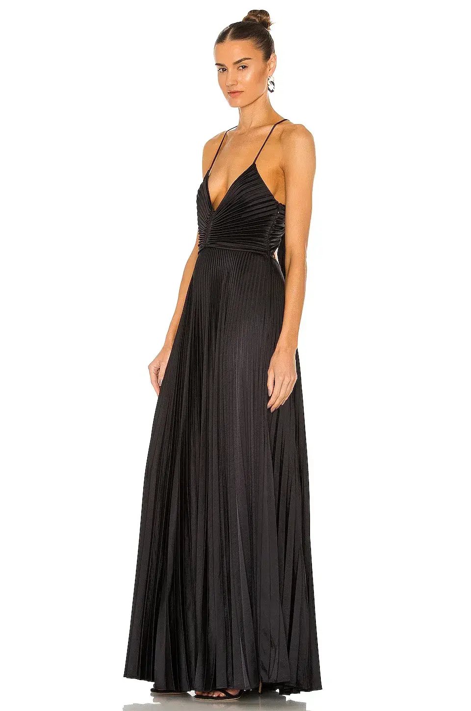 A.L.C. Aries Satin Pleated Dress Black 8 photo 4