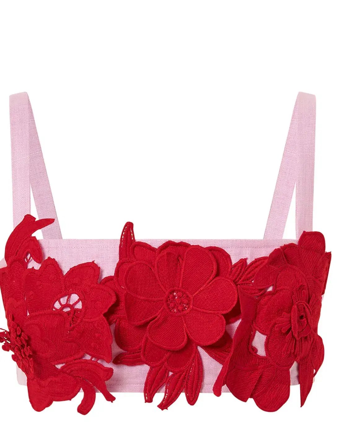 Oroton 3D Flower Bralette Crop in Rose/Poppy Size AU 10 photo 4