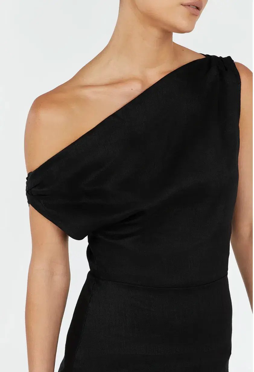 Dissh Cass Asym Linen Mini Dress Black Size 12 photo 4