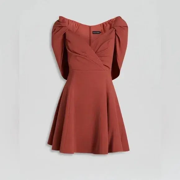 Scanlan Theodore Cape Sleeve Mini Dress Sepia Size 8 photo 3