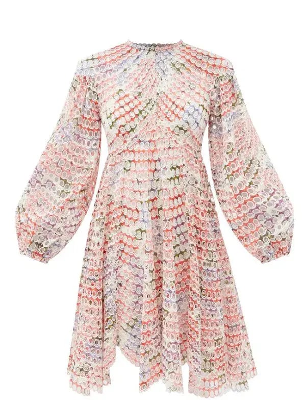 Zimmermann Poppy Eyelet Mini Dress Crimson Floral Size 0 / AU 8 photo 2