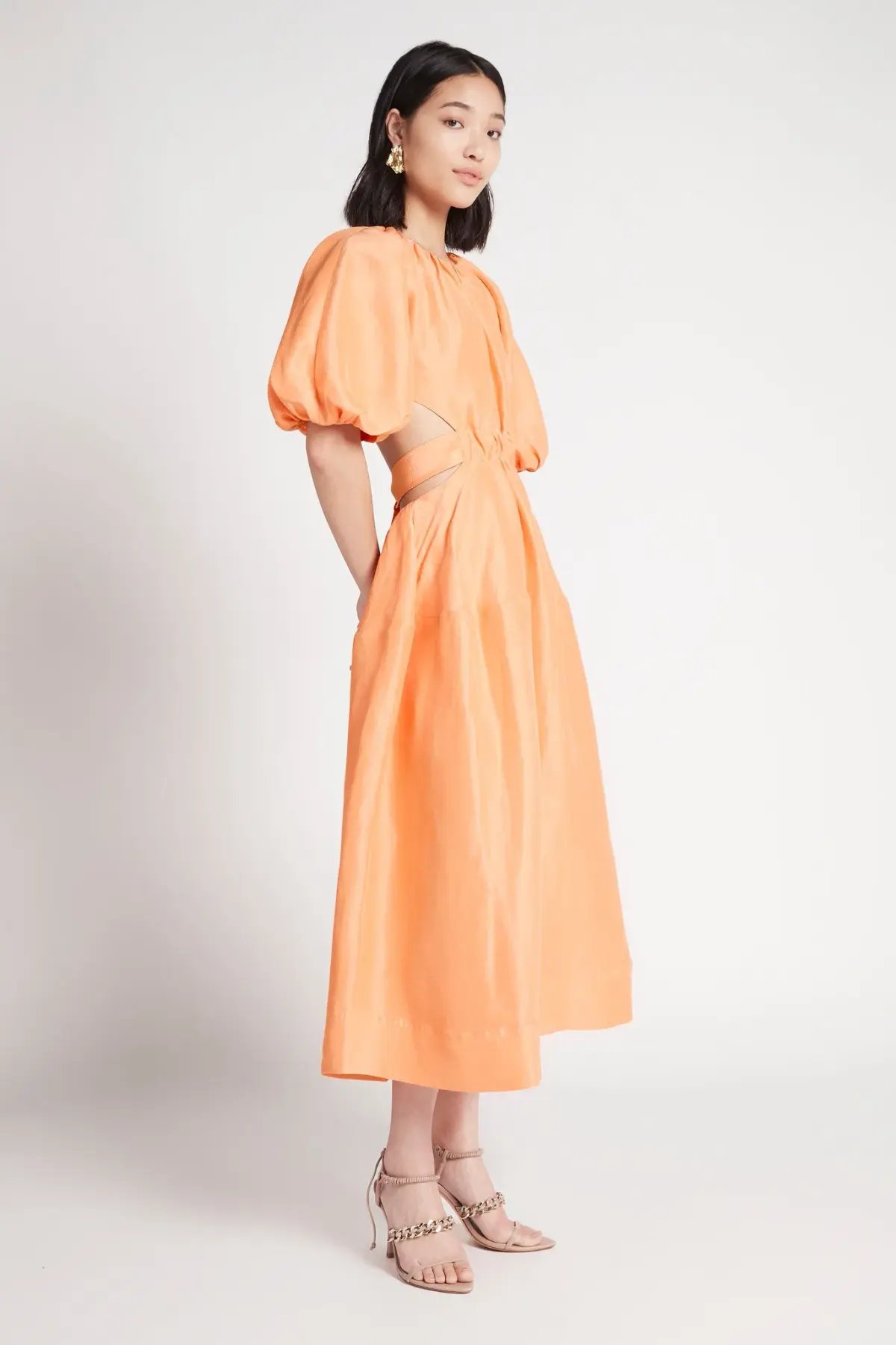 Aje Mimosa Midi Dress Orange Size 8 photo 2