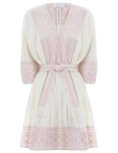 Zimmermann Laelia Embroidered Tuck White Dress SIze 8 photo 3