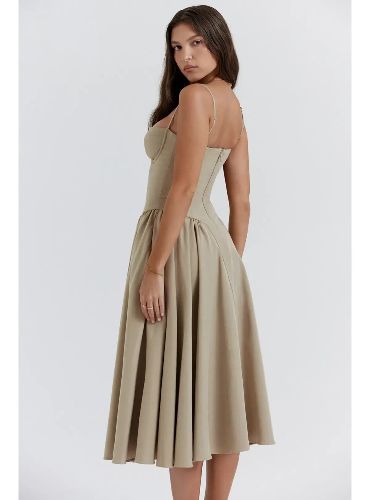 House of CB Samaria Corset Midi Dress Taupe Size 6 photo 3