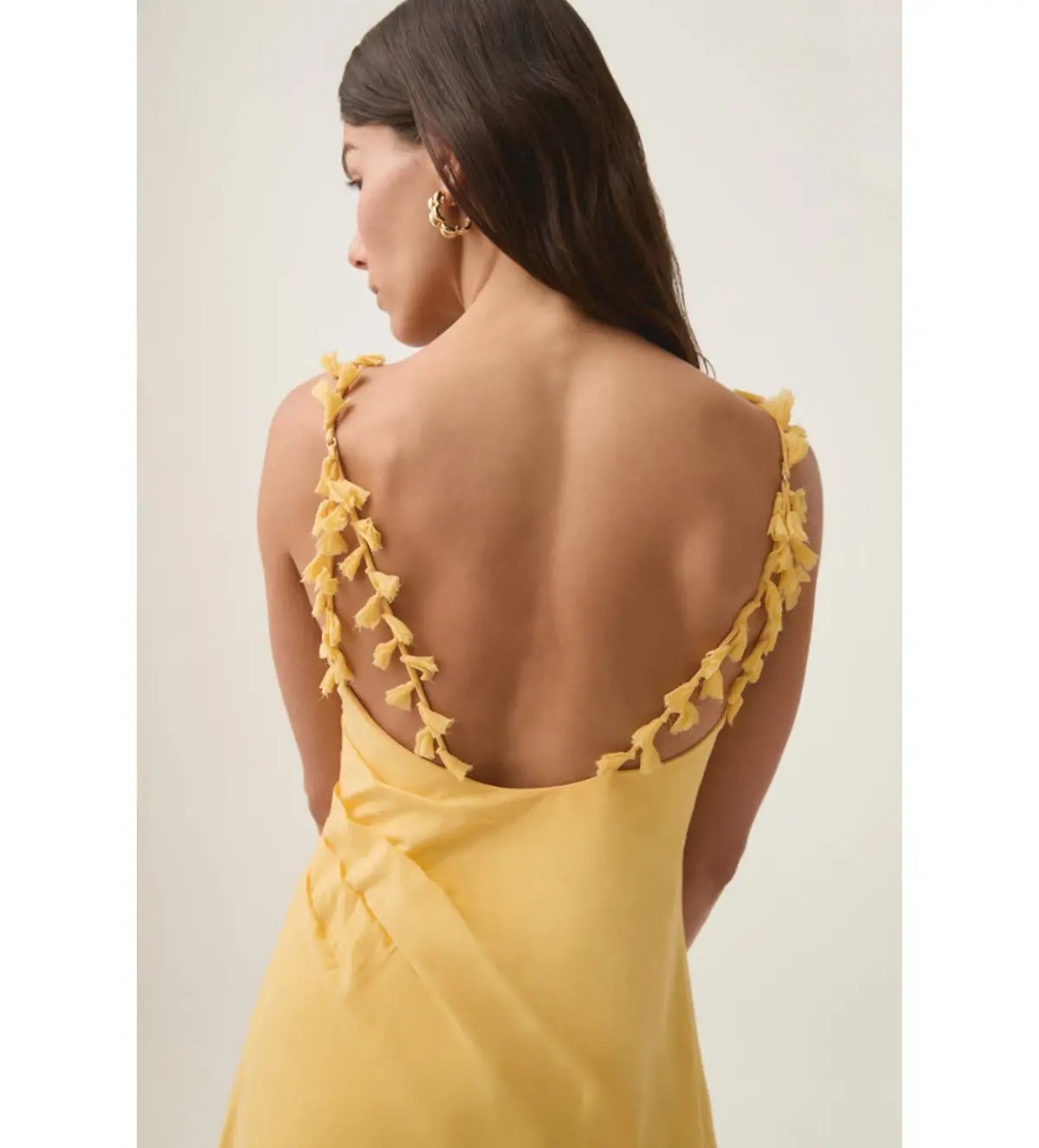 AJE Soulful Pom Pom Midi Dress Yellow Size 8 photo 2