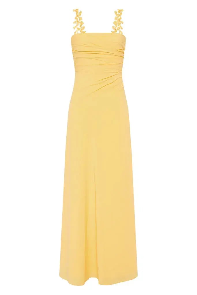 Aje Soulful Pom Pom Midi Dress Soft Yellow Size 14 photo 3
